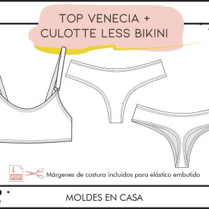 Molderia imprimible Top Venecia + Culotte less bikini