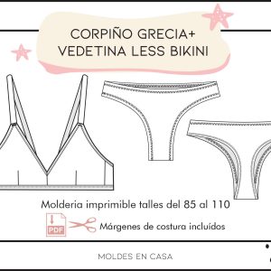 Molderia imprimible Corpiño Grecia + Vedetina less bikini