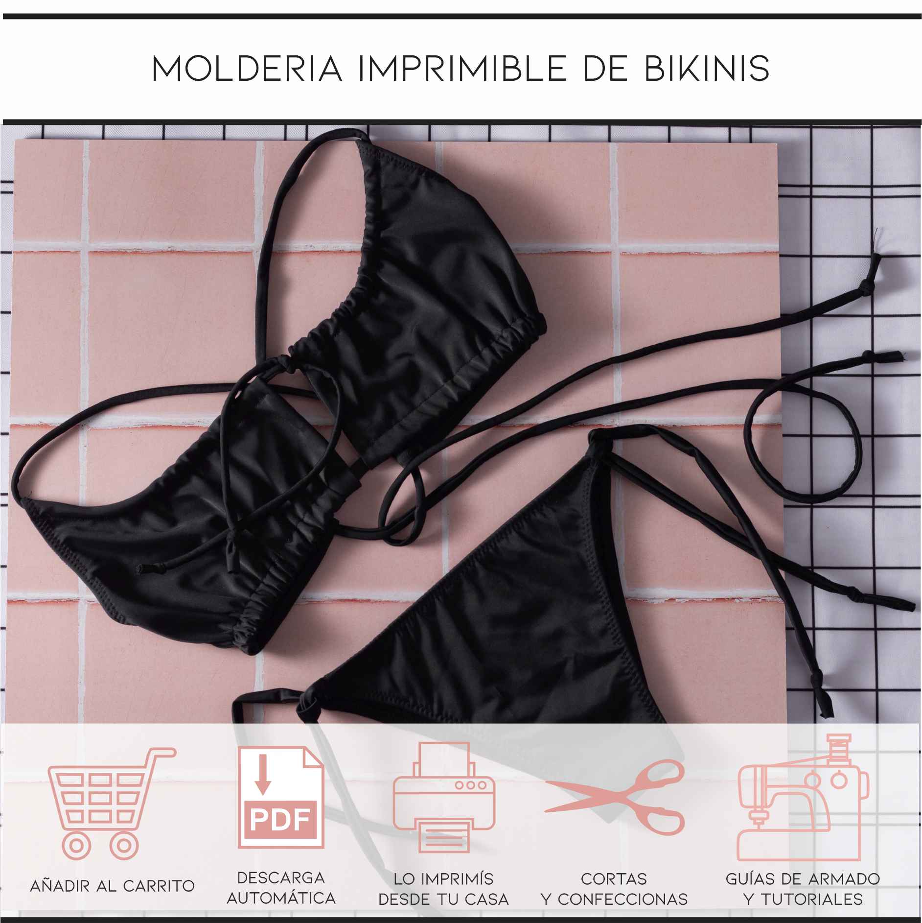 Conjunto Corpiño Frunce + Tanga clásica bikini