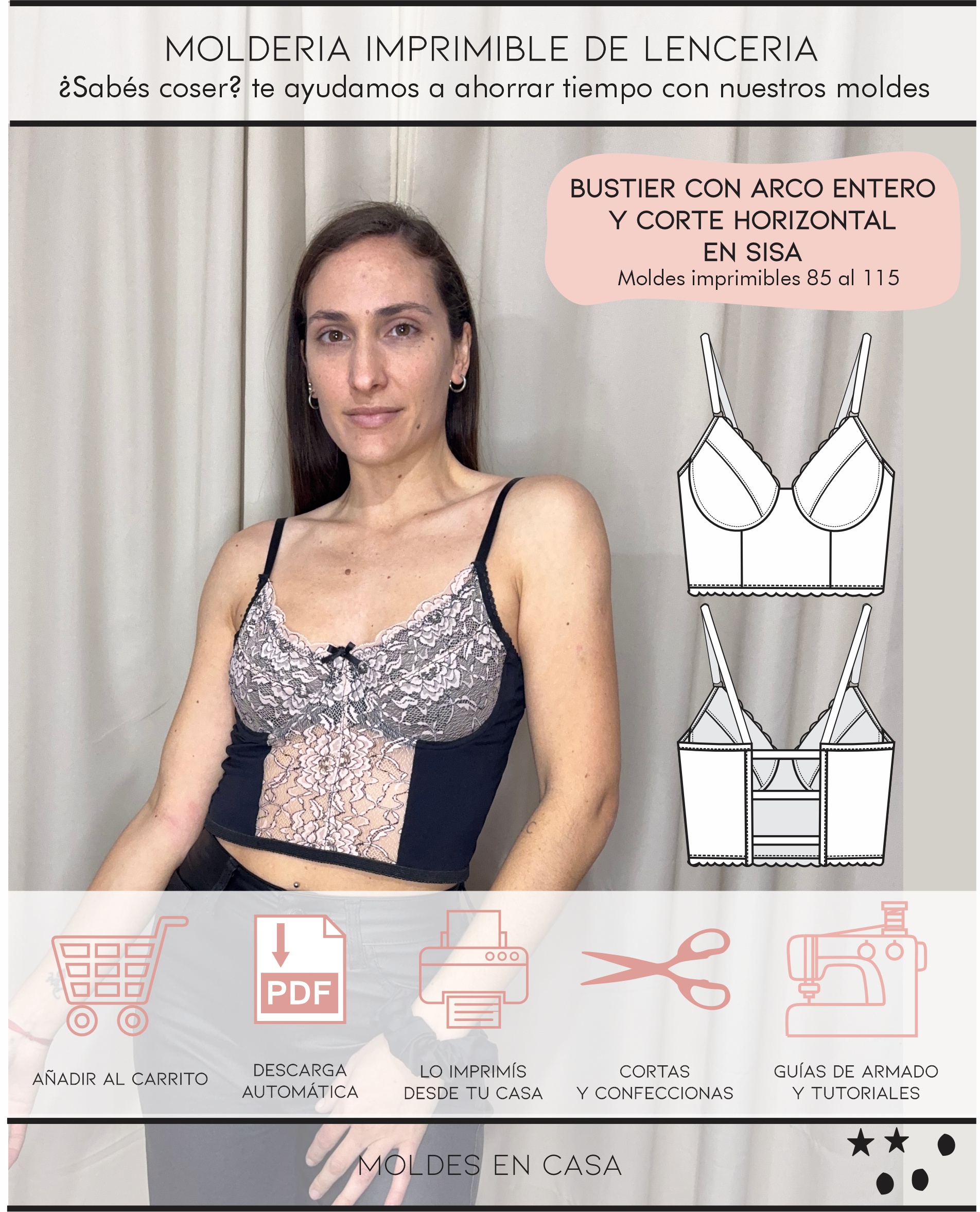 Molderia imprimible Bustier con arco entero