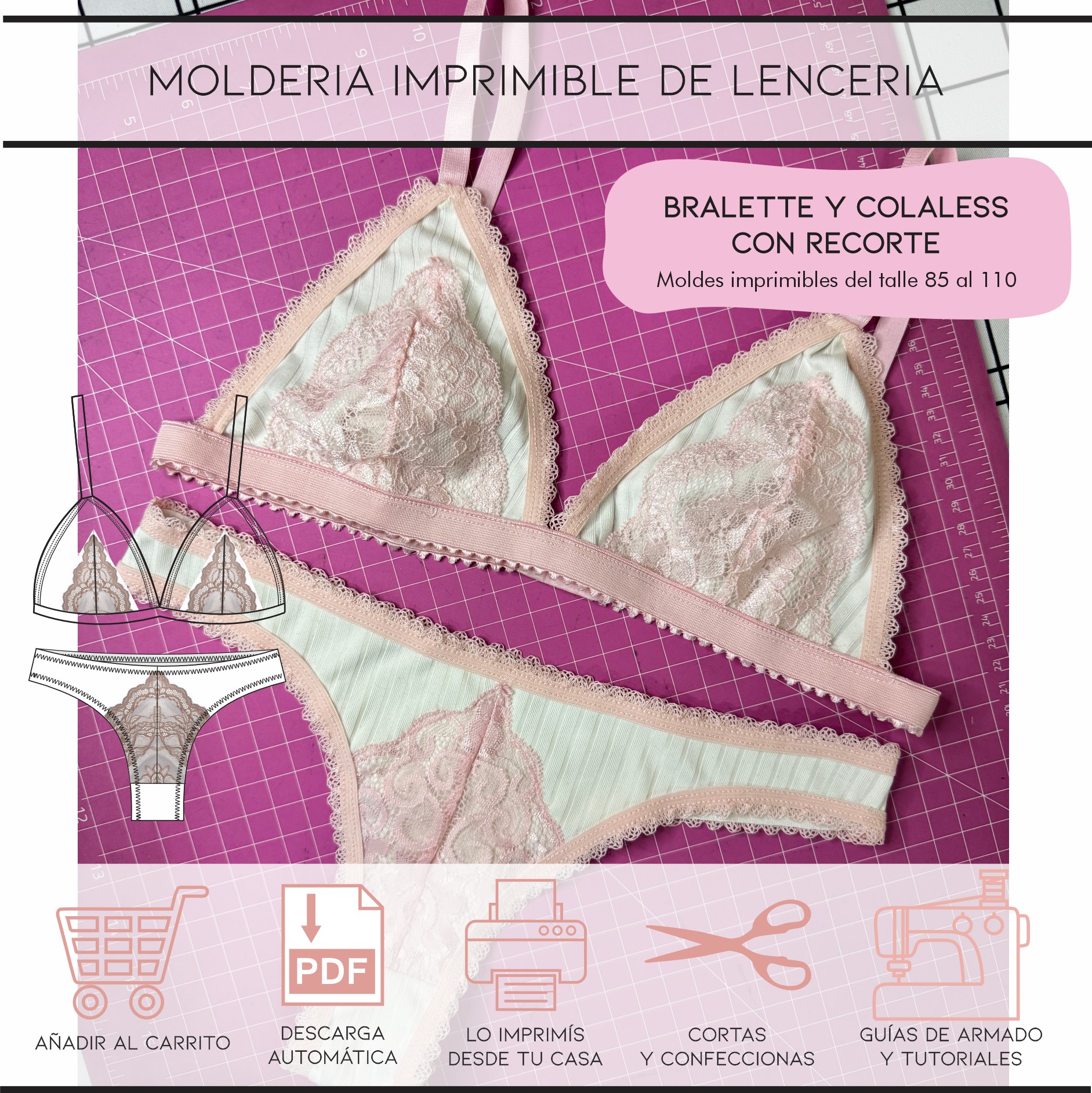 Molderia imprimible Conjunto con recorte de puntilla