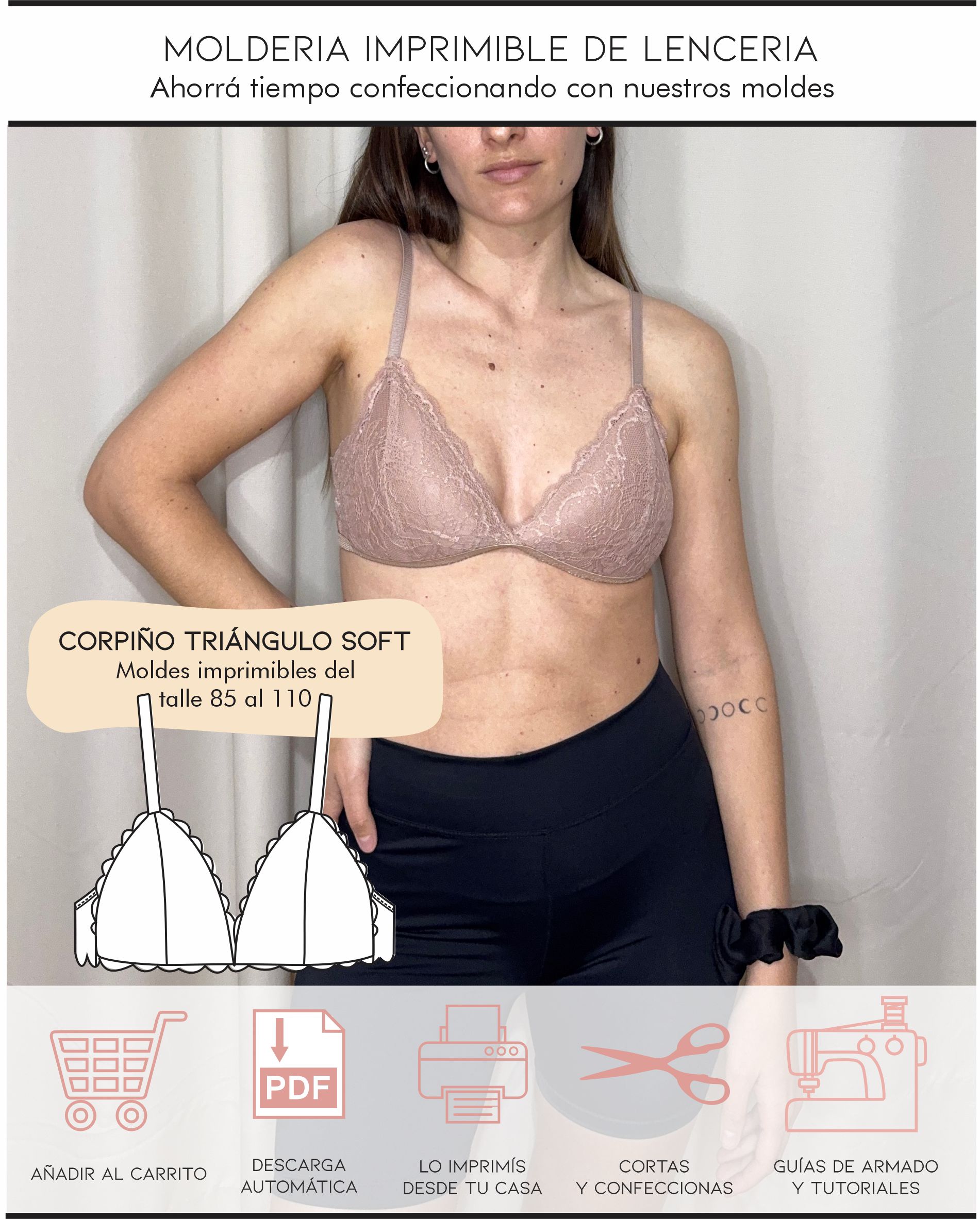 Molderia imprimible Corpiño Triángulo Soft
