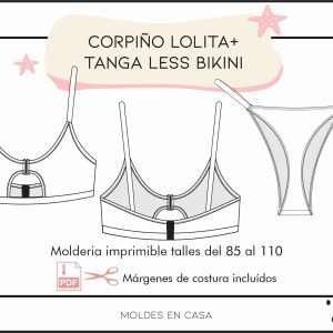 Molderia imprimible Corpiño Lolita + Tanga less bikini
