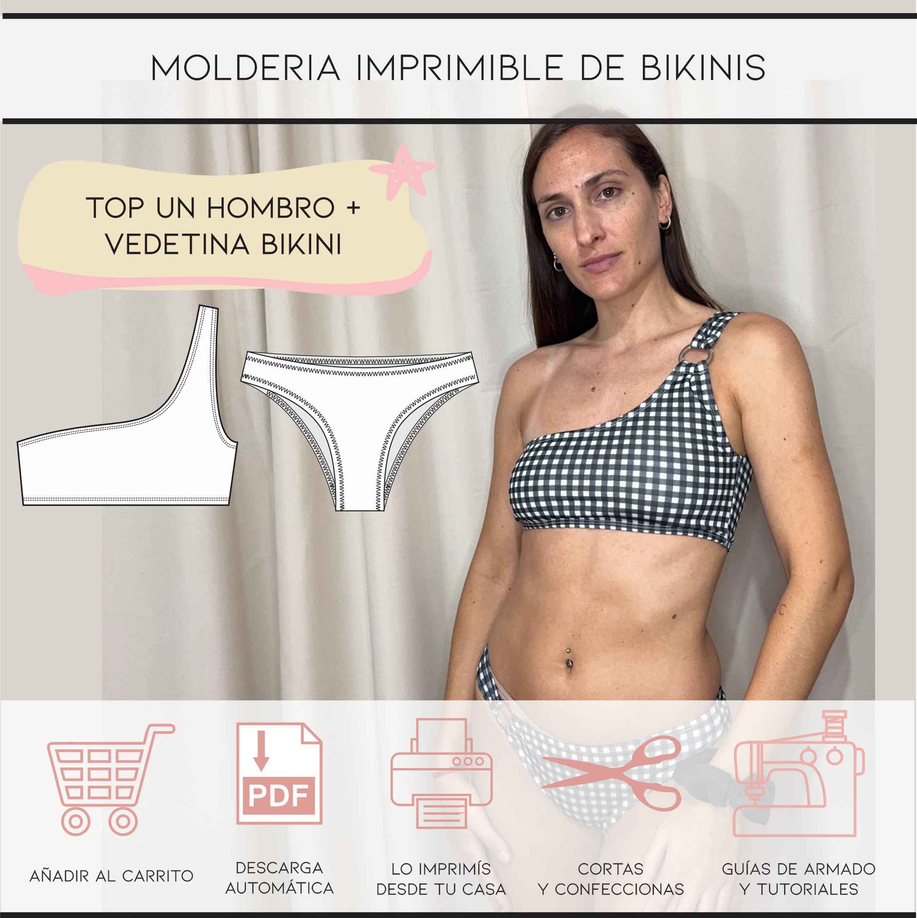 Conjunto Top un hombro + Vedetina bikini