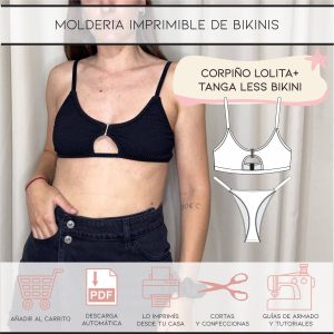 Molderia imprimible Corpiño Lolita + Tanga less bikini