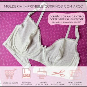 Molderia imprimible Corpiño con arco entero y corte vertical en centro escote
