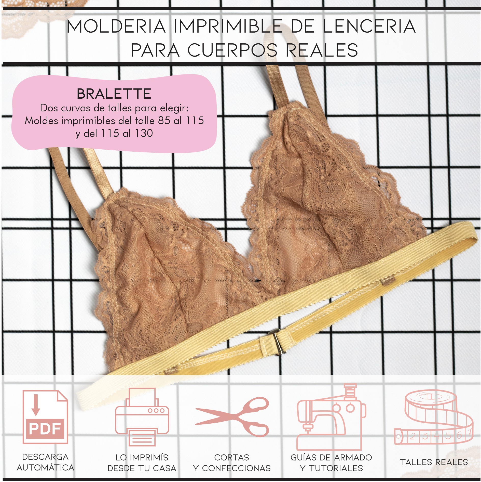 Molderia imprimible Bralette (Curva de talles)