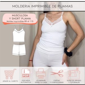 Molderia imprimible Musculosa y short pijama de punto