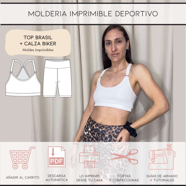 Molderia imprimible Top deportivo Brasil + Calza Biker