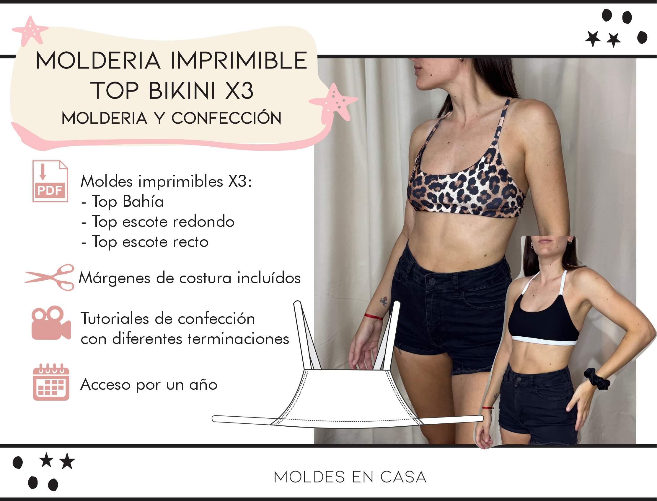 Molderia imprimibles Top Bikini X3