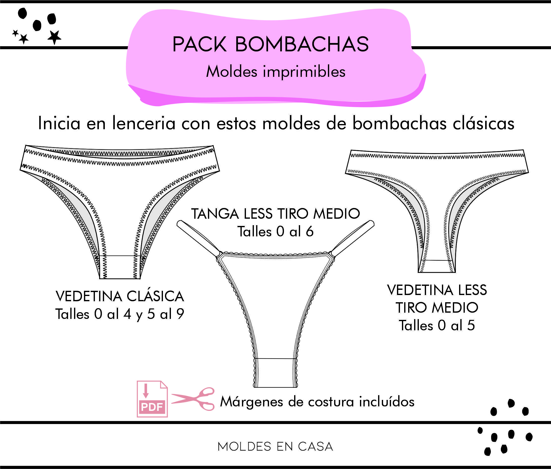 Pack moldes imprimibles - Bombachas para principiantes 👙