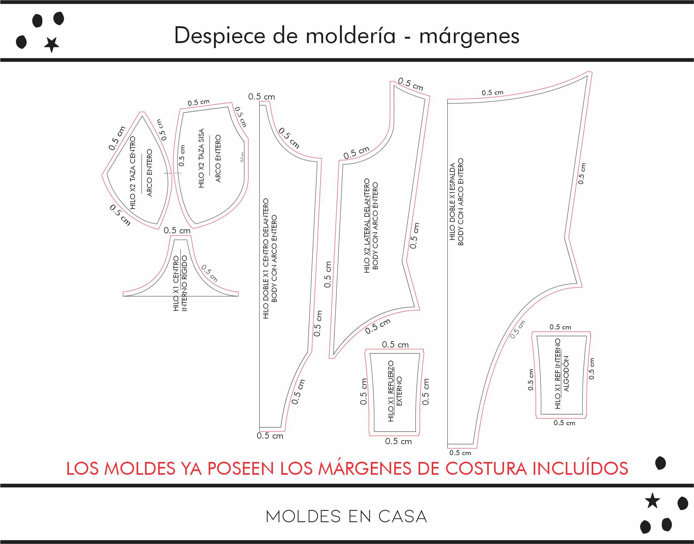 Molderia imprimible Body con arco entero y corte vertical en escote - Imagen 4