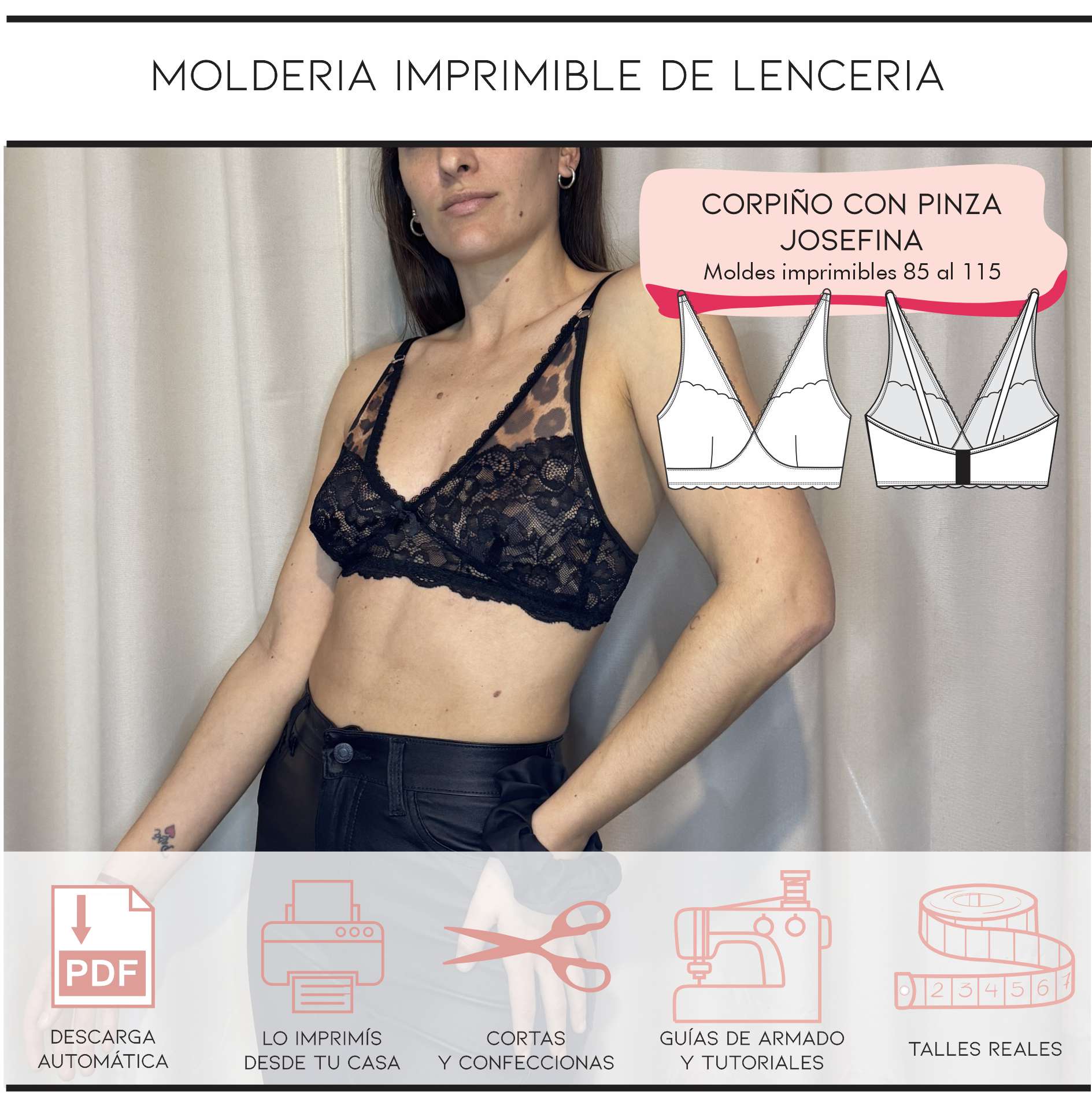 Molderia imprimible Corpiño con pinza Josefina