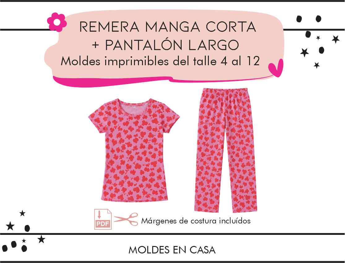 Conjunto Remera manga corta + Pantalón largo Nena