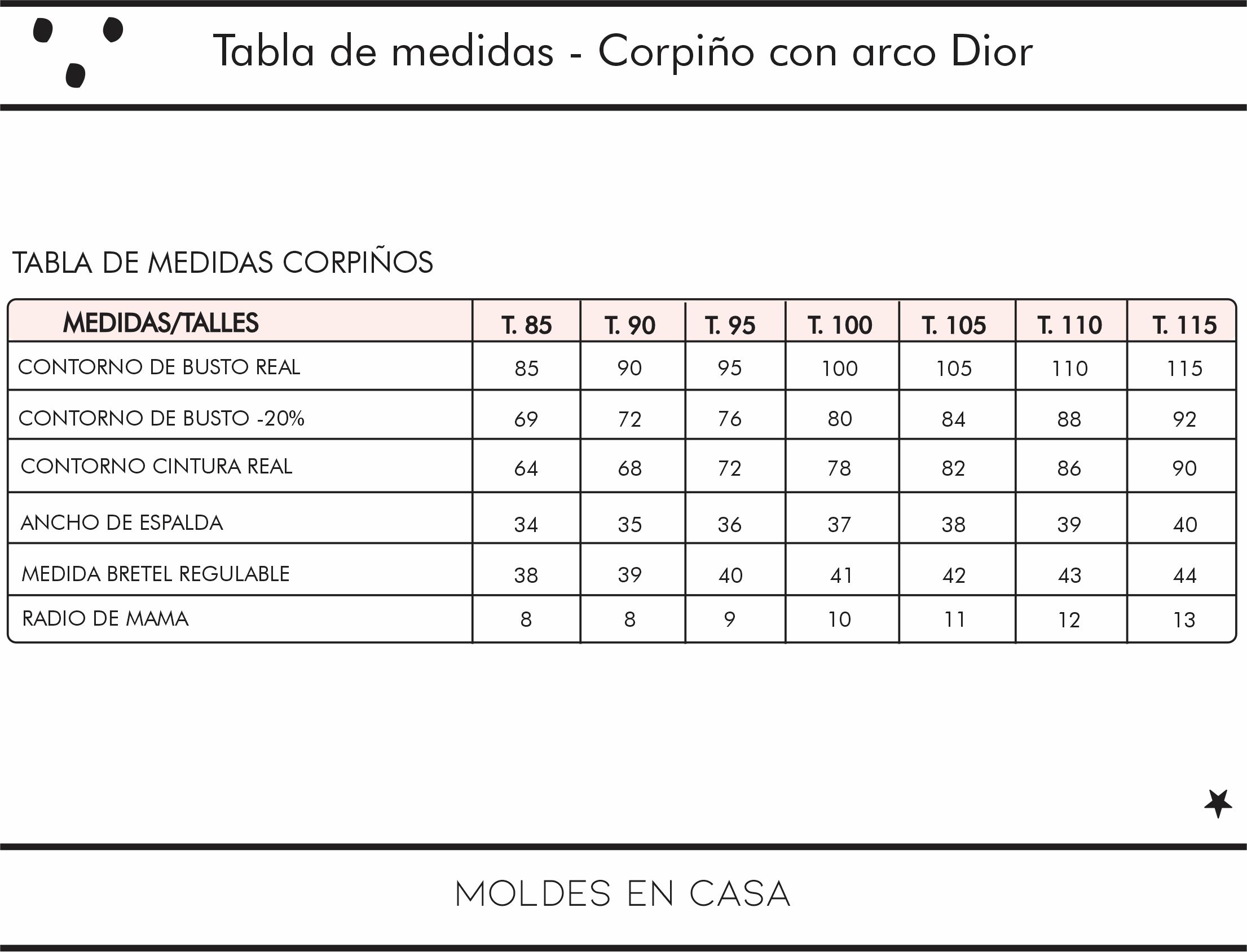 Molderia imprimible Corpiño con arco entero, corte Dior y coleta reforzada - Imagen 7