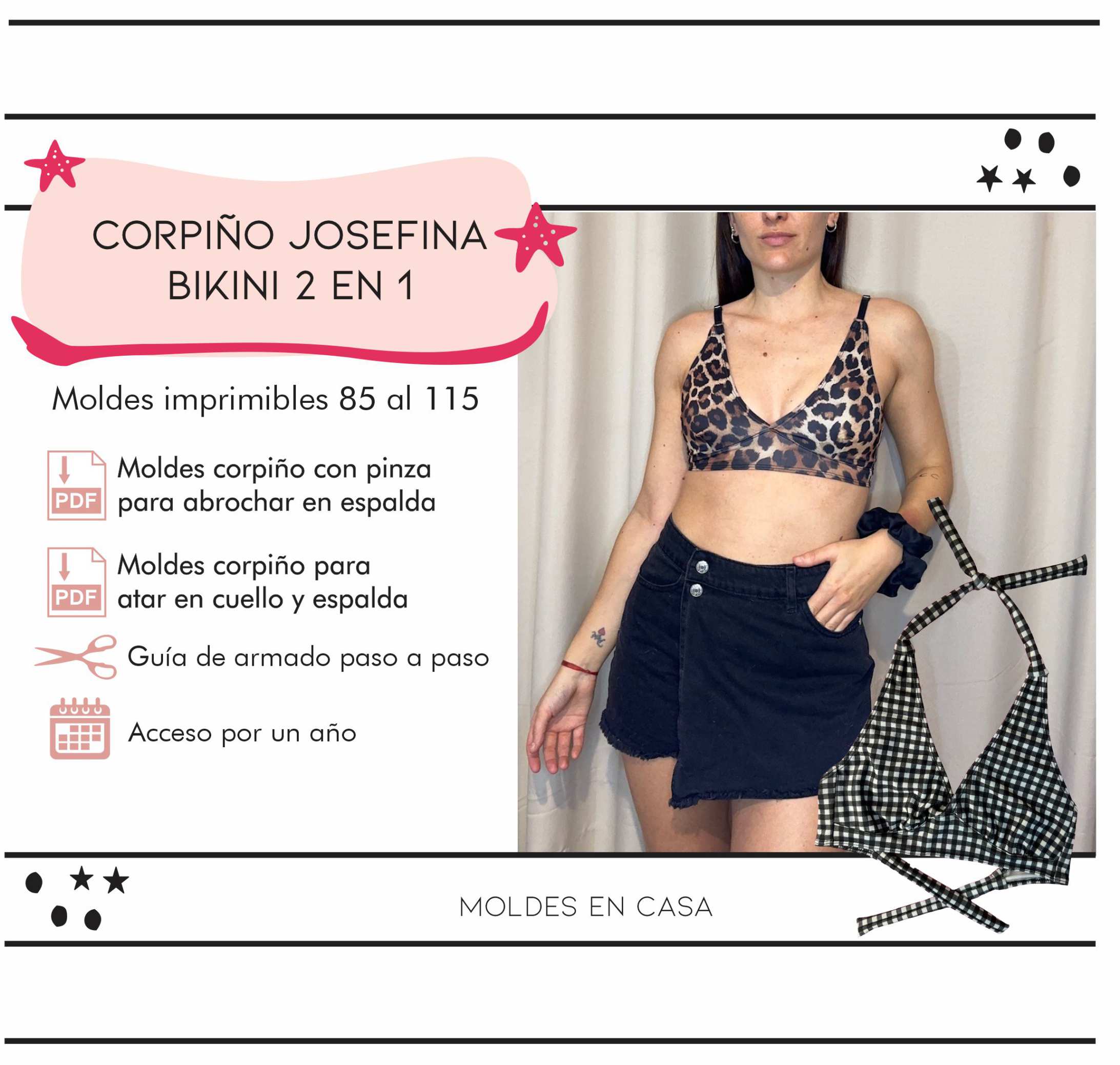 Molderia imprimible Corpiño Josefina bikini 2 en 1