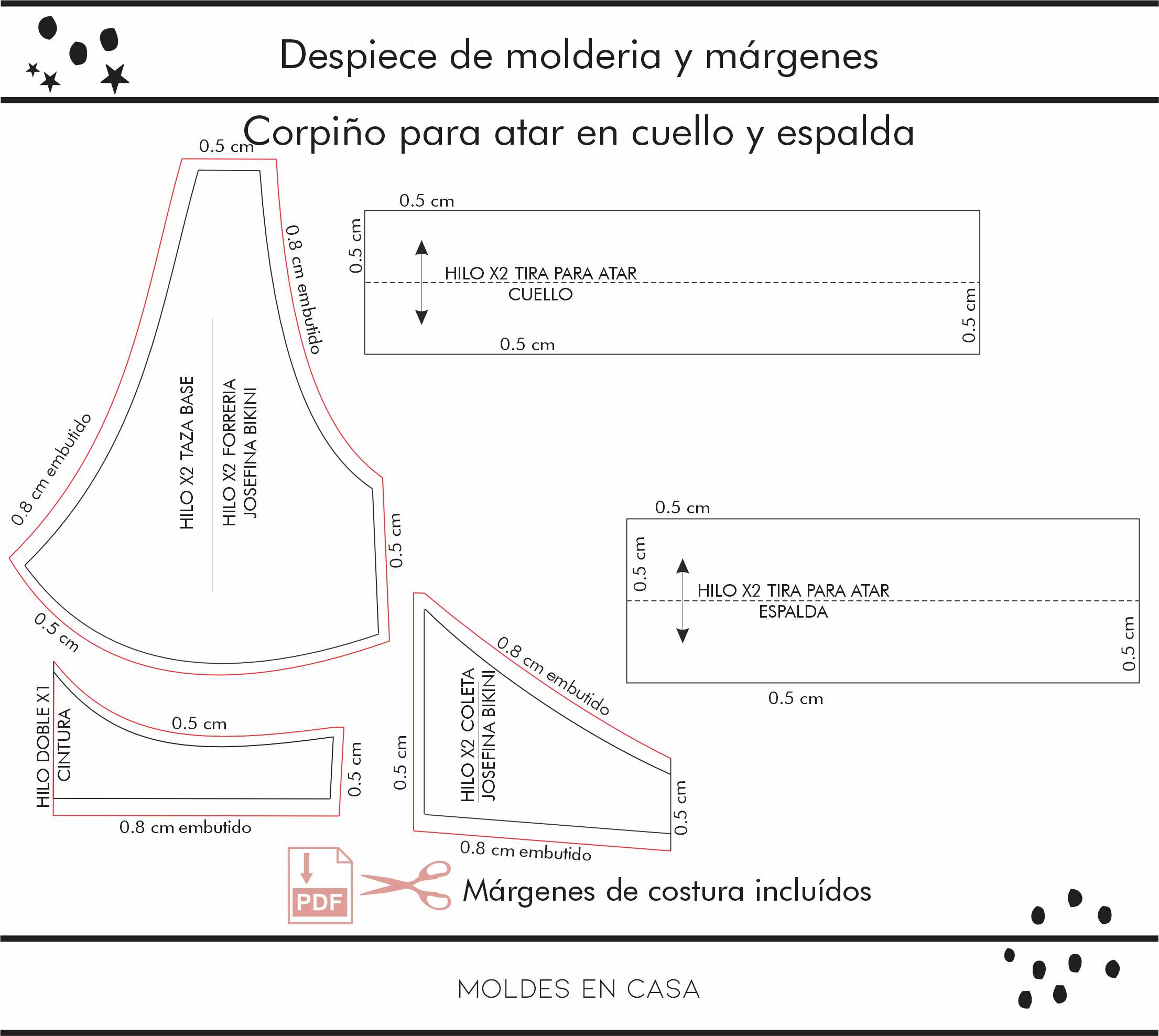 Molderia imprimible Corpiño Josefina bikini 2 en 1 - Imagen 7